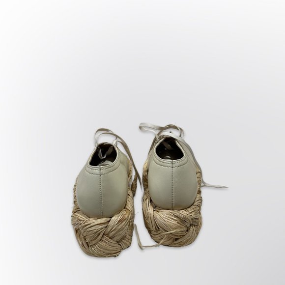 Iconic Clergerie Size 40 Chic Leather Lace-Up Espadrille Flats with braided base - Picture 8 of 9